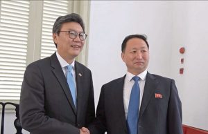 안광일 북한대사 “북남 정상이 발표하신 판문점 선언에 맞추어 아시안 경기 대회에 북남 조선팀이 합동으로 입장할 것”