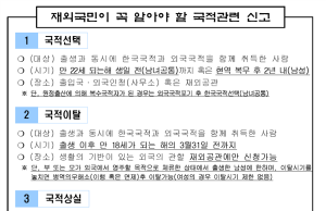 “국적관련 신고기간 놓치지 마세요”