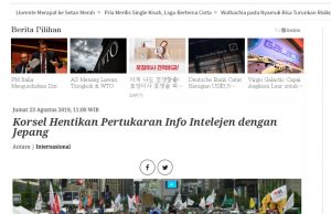 한일군사정보보호협정 종료 인니언론 반응은?