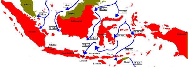 1942년 일본군 인도네시아 침략경로