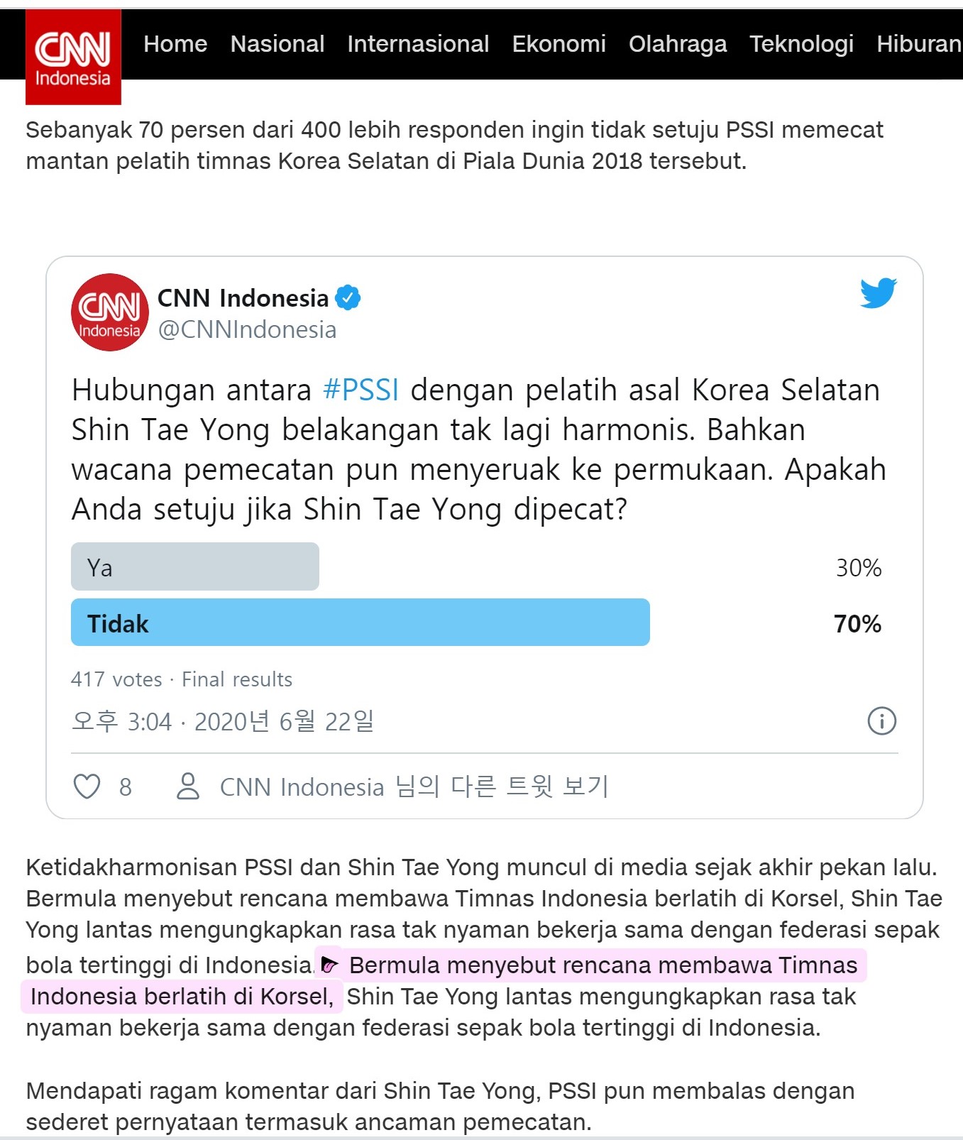 신태용-여론조사 cnnIndonesia