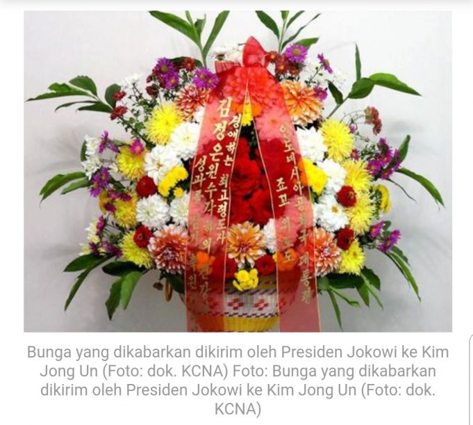 조코위 대통령, 북한에 꽃바구니 전달 “코로나19 도전극복과 양국 협력강화”