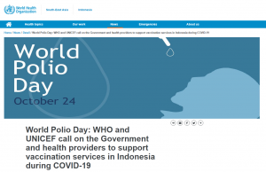 WHO “인도네시아 23개주 298개시군 소아마비 고위험 지역”