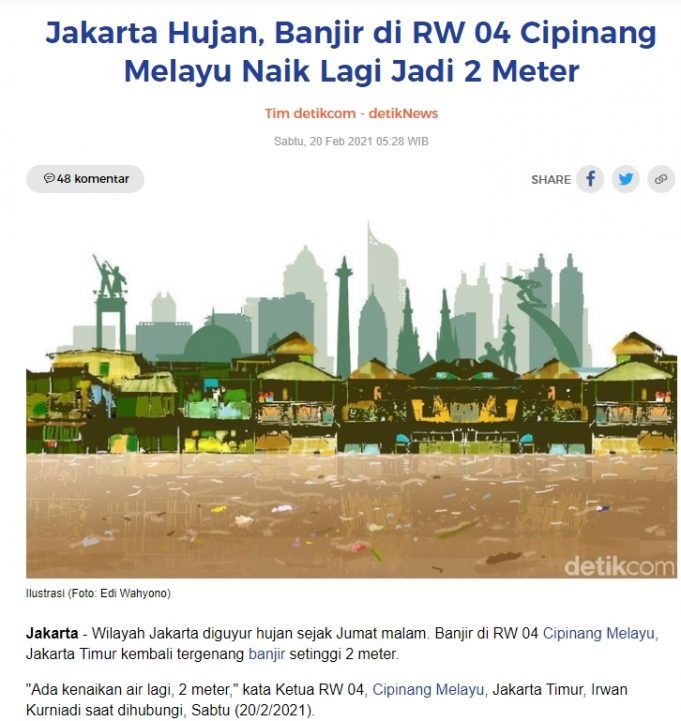 Jabodetabek 지역 폭우 및 홍수 조기경보 UPDATE(2월20일 오전)