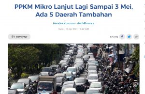 6차 PPKM Mikro 5월 3일까지 재 연장…25개주 적용