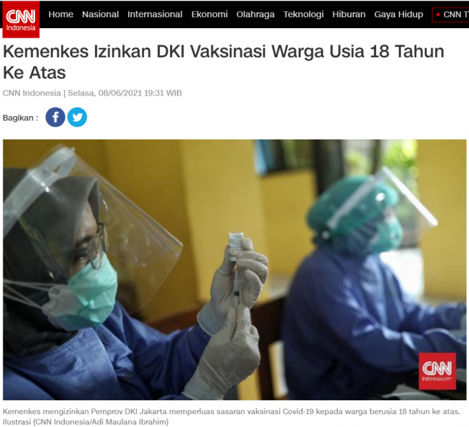 *속보* 자카르타, 18세 이상 누구나 백신 접종 “집단 면역노려”