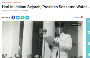6월 21일, 수카르노 초대 대통령 서거일
