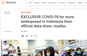 인도네시아 실제감염자 공식통계보다 ’38배’ 많아