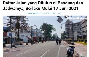 반둥시 6월 17일부터 2주동안 오후 시간 도로 폐쇄