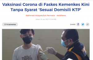 #백신접종. 6월26일 Jabodetabek 지역 백신접종센터 안내