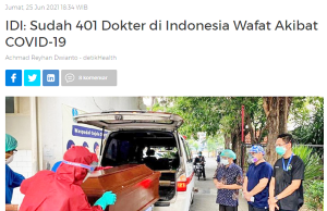 코로나 19로 의료진 1005명 사망…6월에만 두 배로 늘어