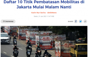 *속보* 21밤부터 자카르타 10개 도로 야간 통행 제한…사실상 밤 9시부터 통금카드