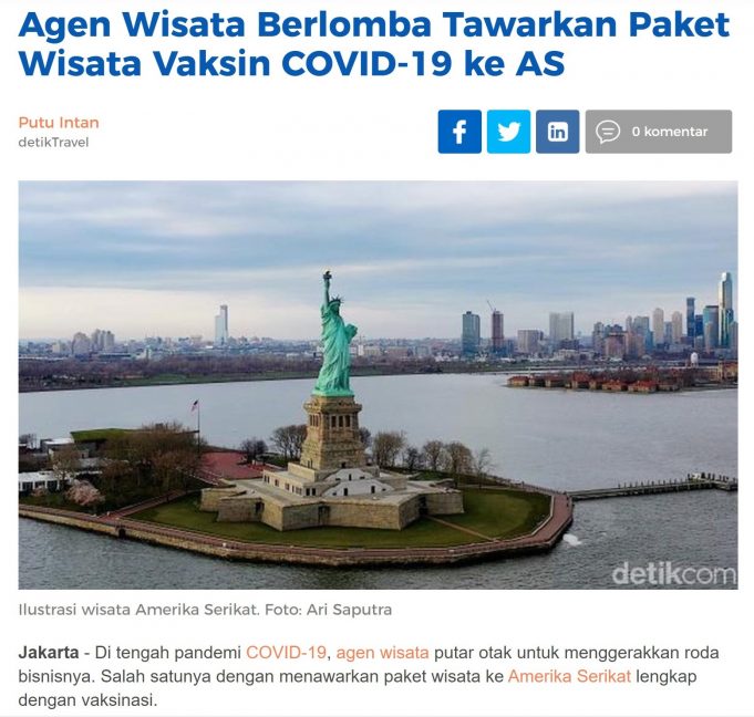 미국 백신 관광에 인도네시아인 몰려