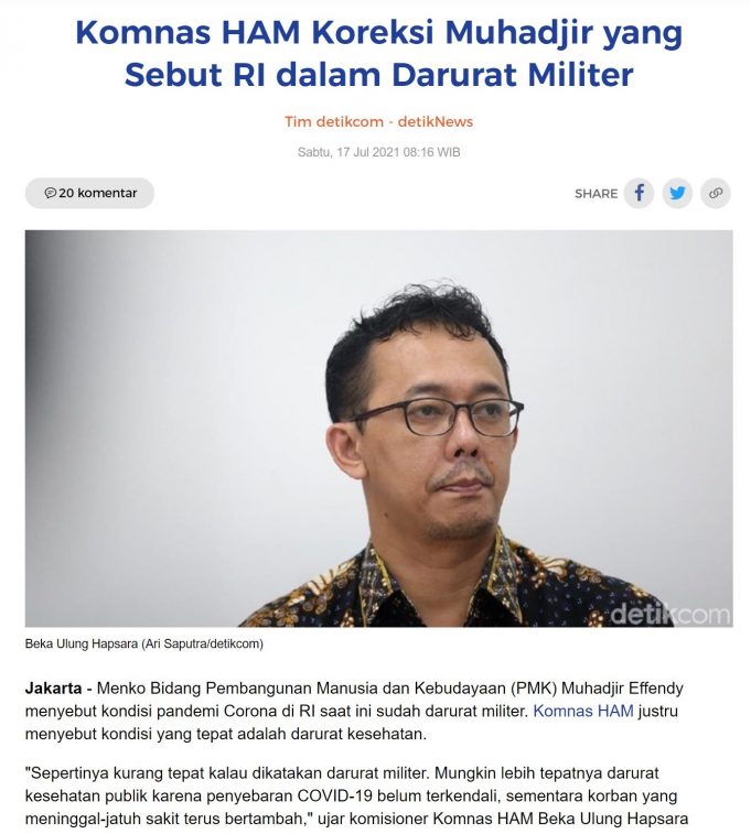 Covid-19 사태, 국가인권위 “군 비상사태 아니고 보건 비상사태”