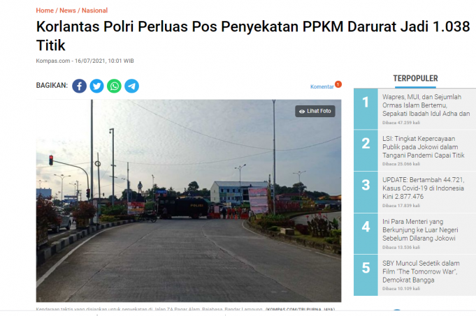 자와 발리 전역 1,038 지점에서 이동 통제