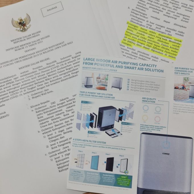 긴급 PPKM 조치 사항 “사무실 HEPA 필터 공기청정기 사용해야”