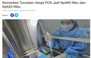 Jawa-Bali 지역 PCR 검사비 495,000루피아 24시간 기준… 외곽지역 525,000 루피아