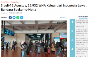 PPKM 40일 동안 외국인 26,000여명 인도네시아 떠나… 일본인 최다