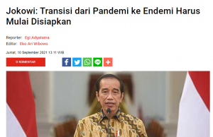 조코위 대통령 “전염병에서 풍토병으로 전환 과정”