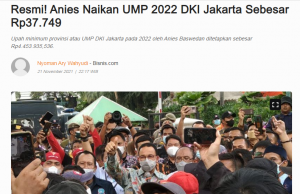 0.85% 인상 자카르타 주 2022년 최저임금… 7가지 근로자 지원 프로그램