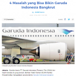 가루다인도네시아를 파산하게 만들 수 있는 4가지 문제