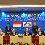 인도네시아와 유럽 자유 무역 협회(EFTA) 국가들은 2018년 12월 16일 자카르타에서 포괄적 경제 파트너십 협정(IE-CEPA)에 공식 서명했다.