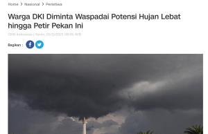 자카르타 수도권지역 이번 주 폭풍우 주의보