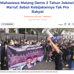 학생 집행 위원회(BEM) Universitas Brawijaya(UB)에서 Joko Widodo-Ma’ruf Amin의 통치 2주년 시위