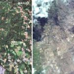 인니 화산 폭발 전과 후…위성으로 본 회색으로 변한 마을