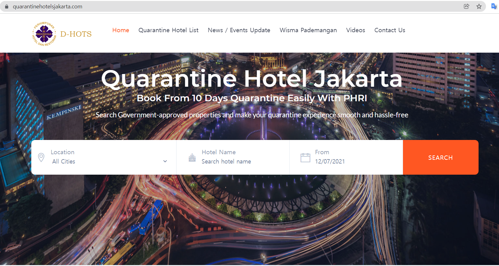 인도네시아 호텔레스토랑협회(PHRI)  홈페이지 사이트