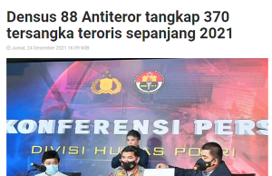 2021년 테러 용의자 370명 체포… 작년 232명보다 138명 늘어