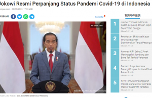 조코위 대통령, 코로나19 팬데믹 재 연장 공식발표