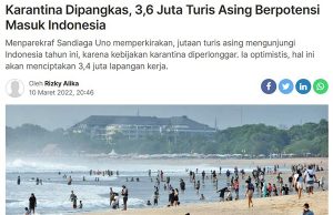 격리 중단, 360만 외국인 관광객 입국 가능성