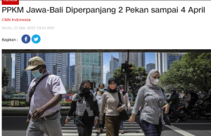 자와 발리 PPKM 4월 4일까지 2주 연장… PPKM 평가보고 없는 이유?