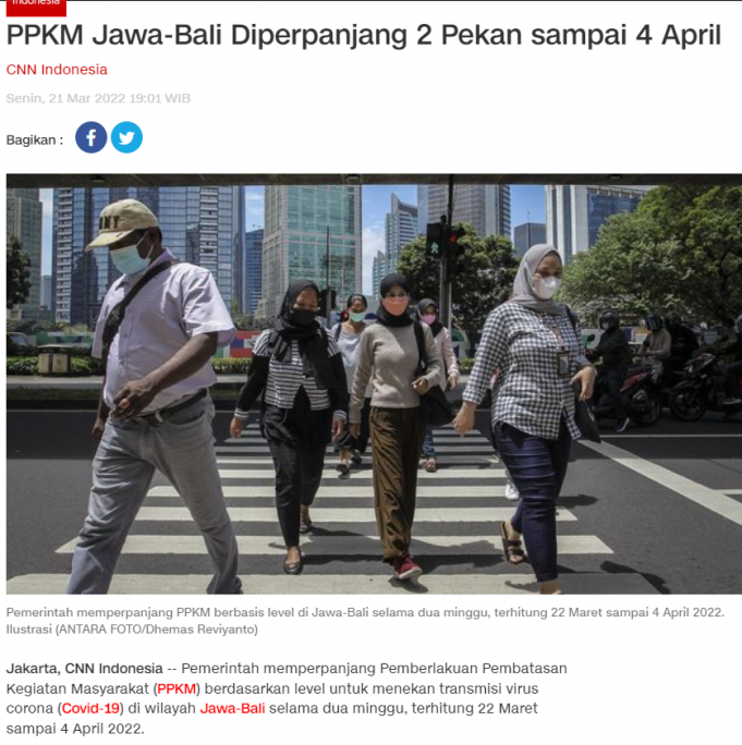 자와 발리 PPKM 4월 4일까지 2주 연장… PPKM 평가보고 없는 이유?