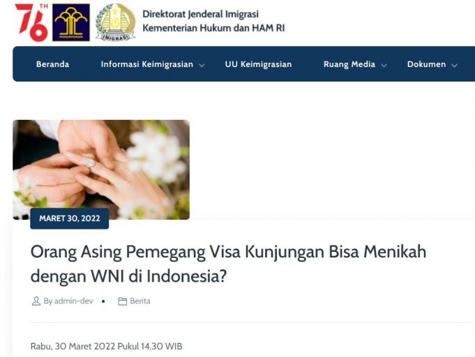 도착비자와 방문비자로 인니국민과 결혼 가능