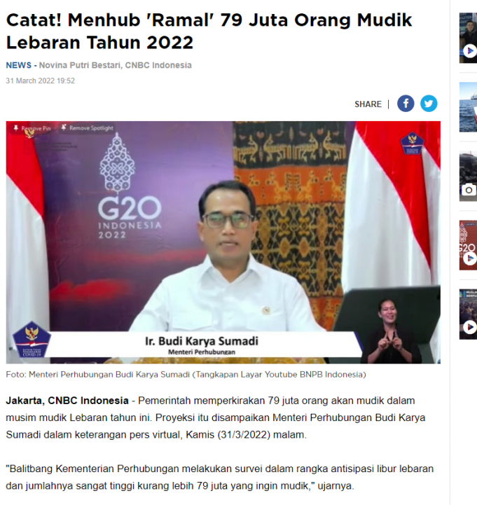 2022년 르바란에 7,900만 명 귀향(MUDIK)