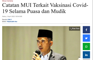 MUI “금식기간에 면봉 검사와 예방 접종 할 수 있다”