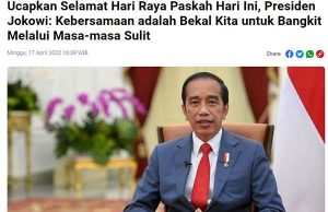 조코위 대통령 부활절 메시지 “행복한 부활절을 기원”