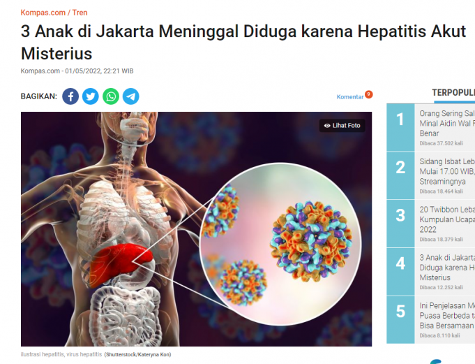 자카르타서 원인불명 급성 간염 어린이 3명 사망 발생… 전 세계 확산 중