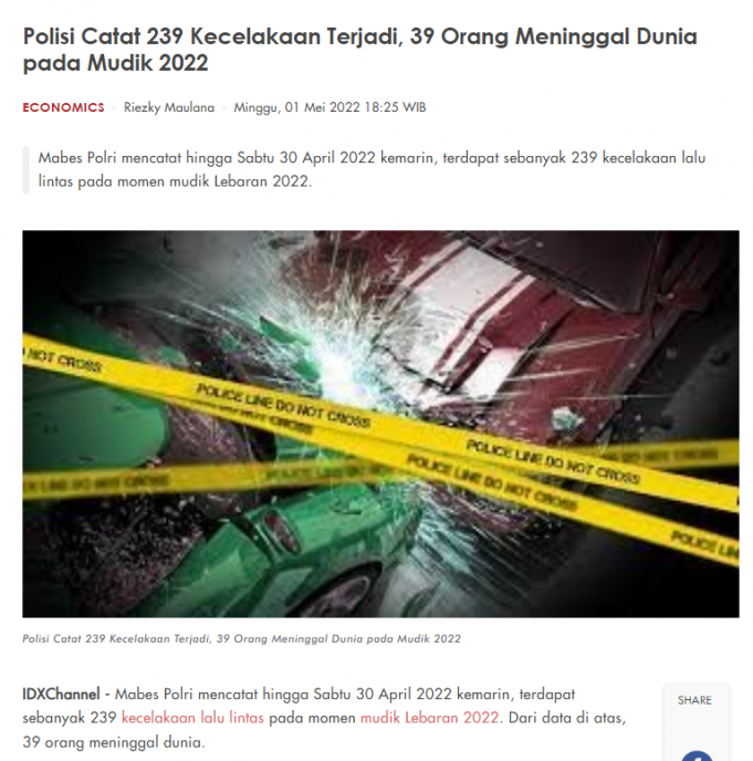 4월 30일 현재 르바란 교통사고 239건 39명 사망