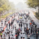 자카르타 주정부는 5월 22일 일요일 오전 car free day를 다시 허용하자 시민들이 도로에 나와 운동하고 있다.