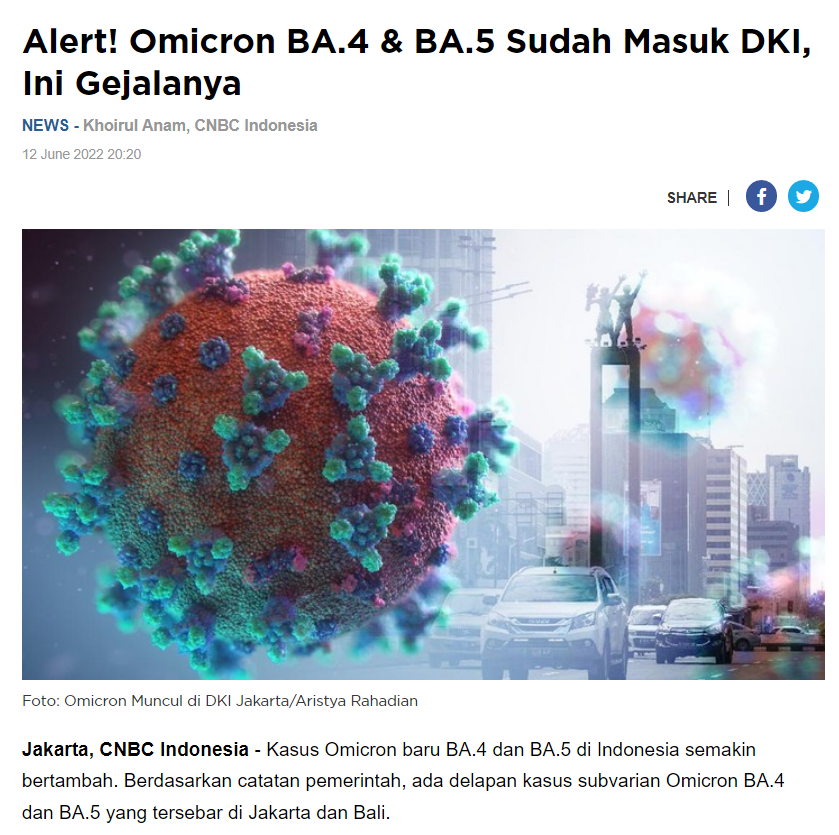 JAKARTA 오미크론 BA 4-5 발생보도