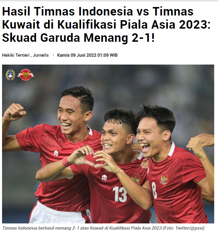 신태용 감독이 이끄는 인도네시아 축구 대표팀이 2023년 아시안컵 예선 첫 A조 경기에서 쿠웨이트를 2-1로 꺾었다.