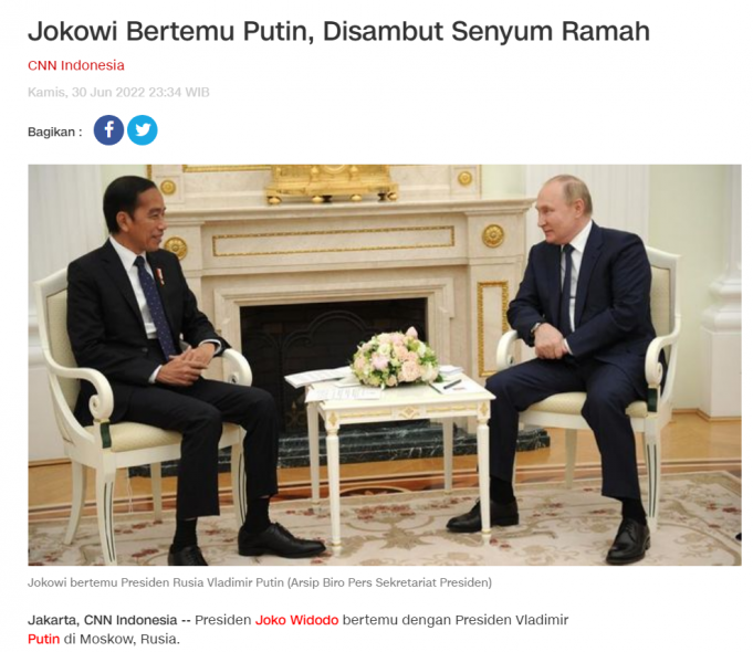 조코위 대통령 “푸틴, 발리 G20정상회의 불참할 듯”