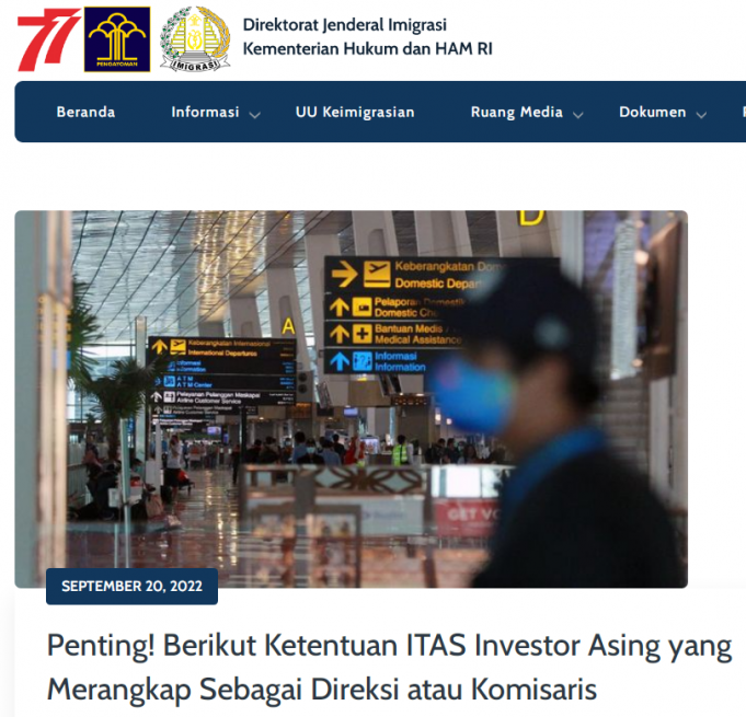 외국인 이사 비자 허가 10억 루피아 투자돼야