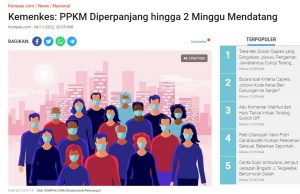 8일부터 21일까지 PPKM 2주간 연장… G20 발리 3곳 17일까지 특별시행