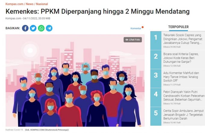 8일부터 21일까지 PPKM 2주간 연장… G20 발리 3곳 17일까지 특별시행