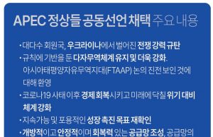 APEC 정상들 공동선언 채택 주요 내용