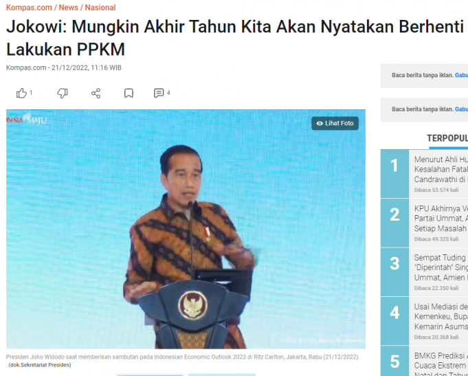 PPKM 중단 선언 대통령령 발표 예정… 조코위 “보건부 자료 대기 중”